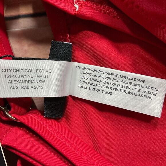 City Chic Womens Swimsuit size 18 new nwt Lace Up OnePiece Red Cherry High Leg - Picture 9 of 12